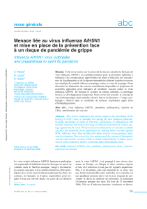 revue générale Menace liée au virus influenza A/H5N1 et mise en